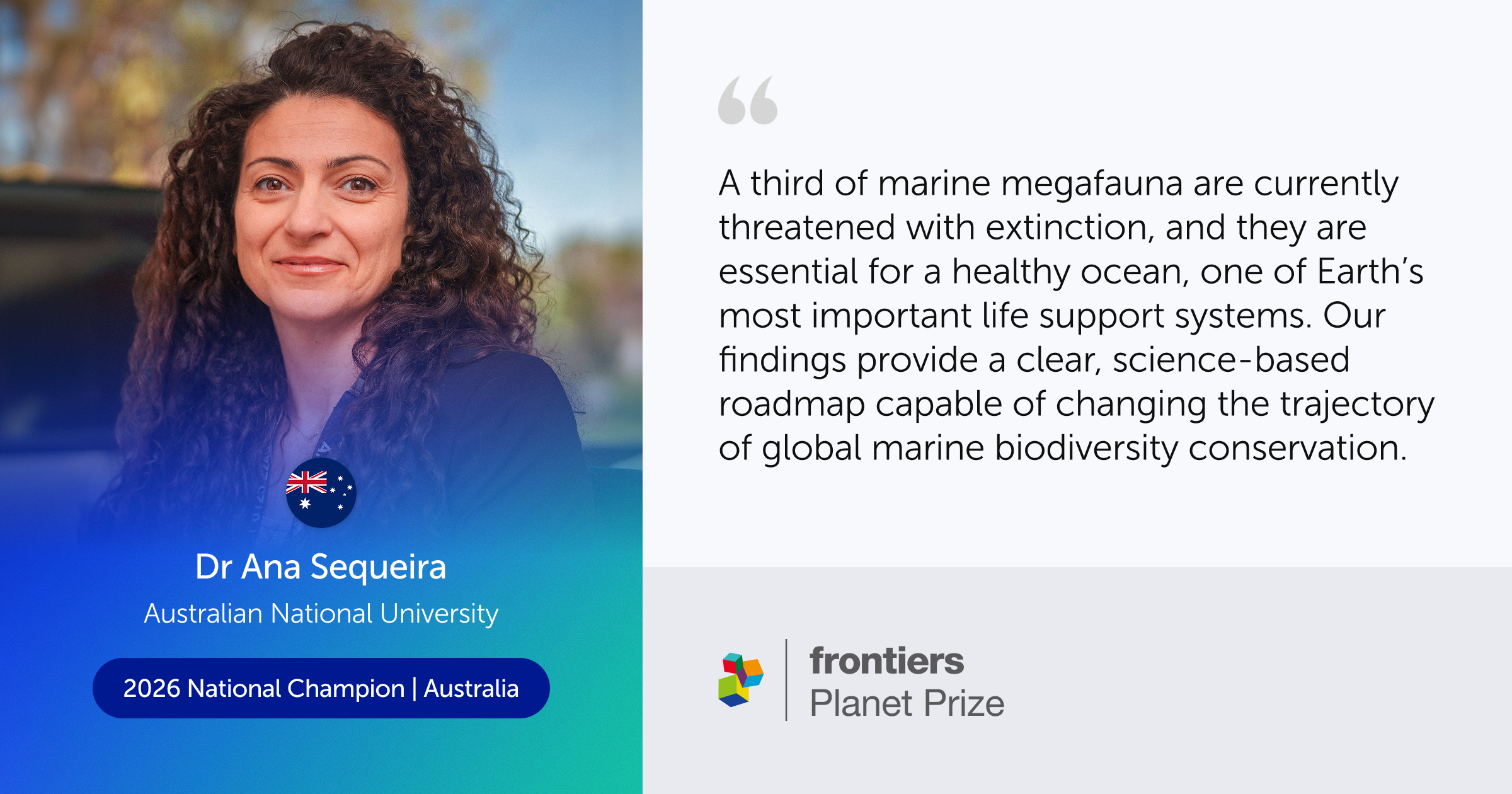Ana Sequeira named Australia’s National Champion for the Frontiers Planet Prize